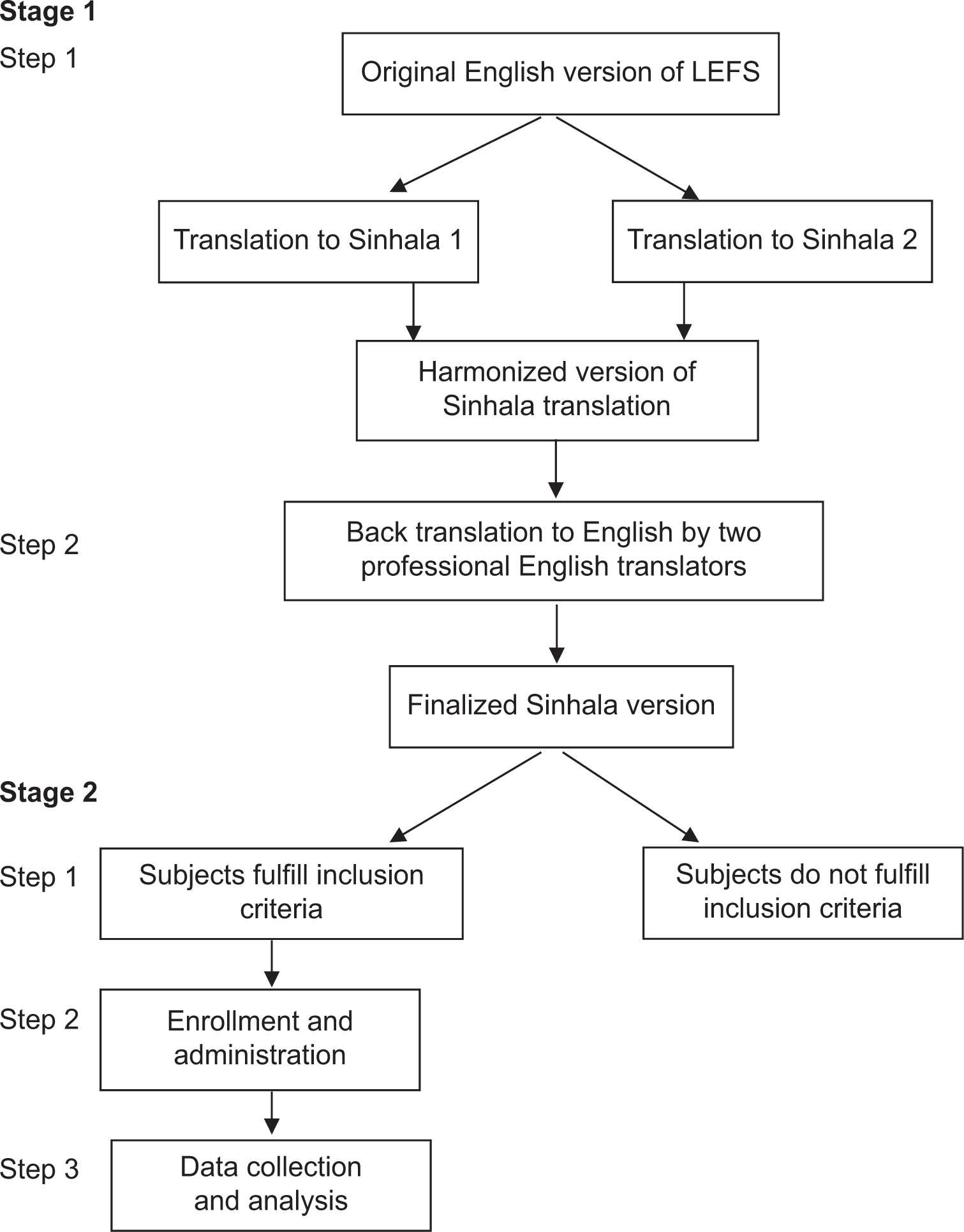 Translate and cross-culturally adapt the original English version of the lower extremity functional scale into the Sinhalese version