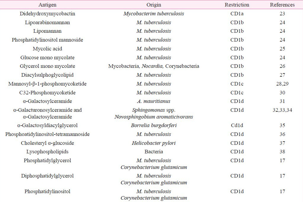 T cell recognition of non-peptidic antigens in infectious diseases