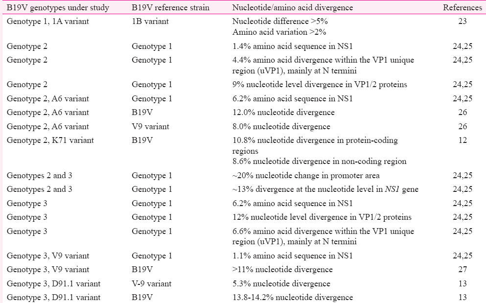 Genotypes of erythrovirus B19, their geographical distribution & circulation in cases with various clinical manifestations