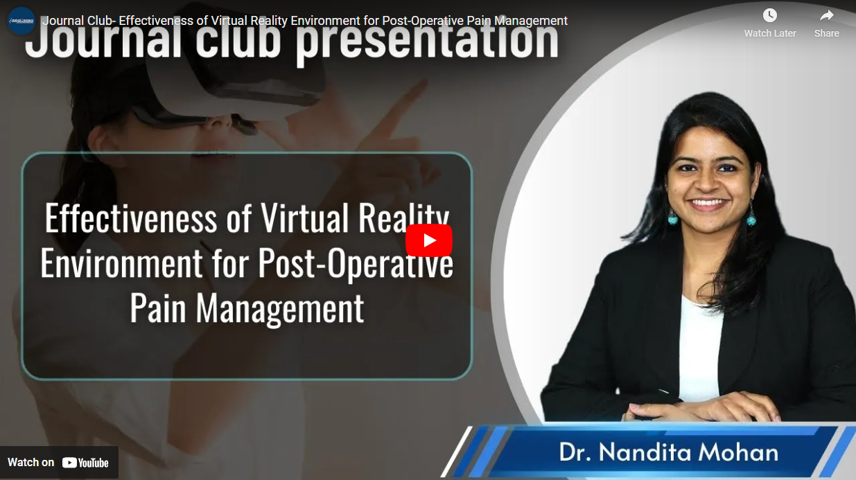 News: Medical Dialogue Cover Effectiveness of Virtual Reality Environment for Post-Operative Pain Management